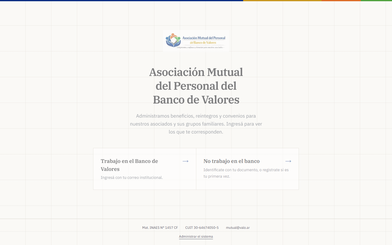 Portada pública de la Asociación Mutual del Personal del Banco de Valores
