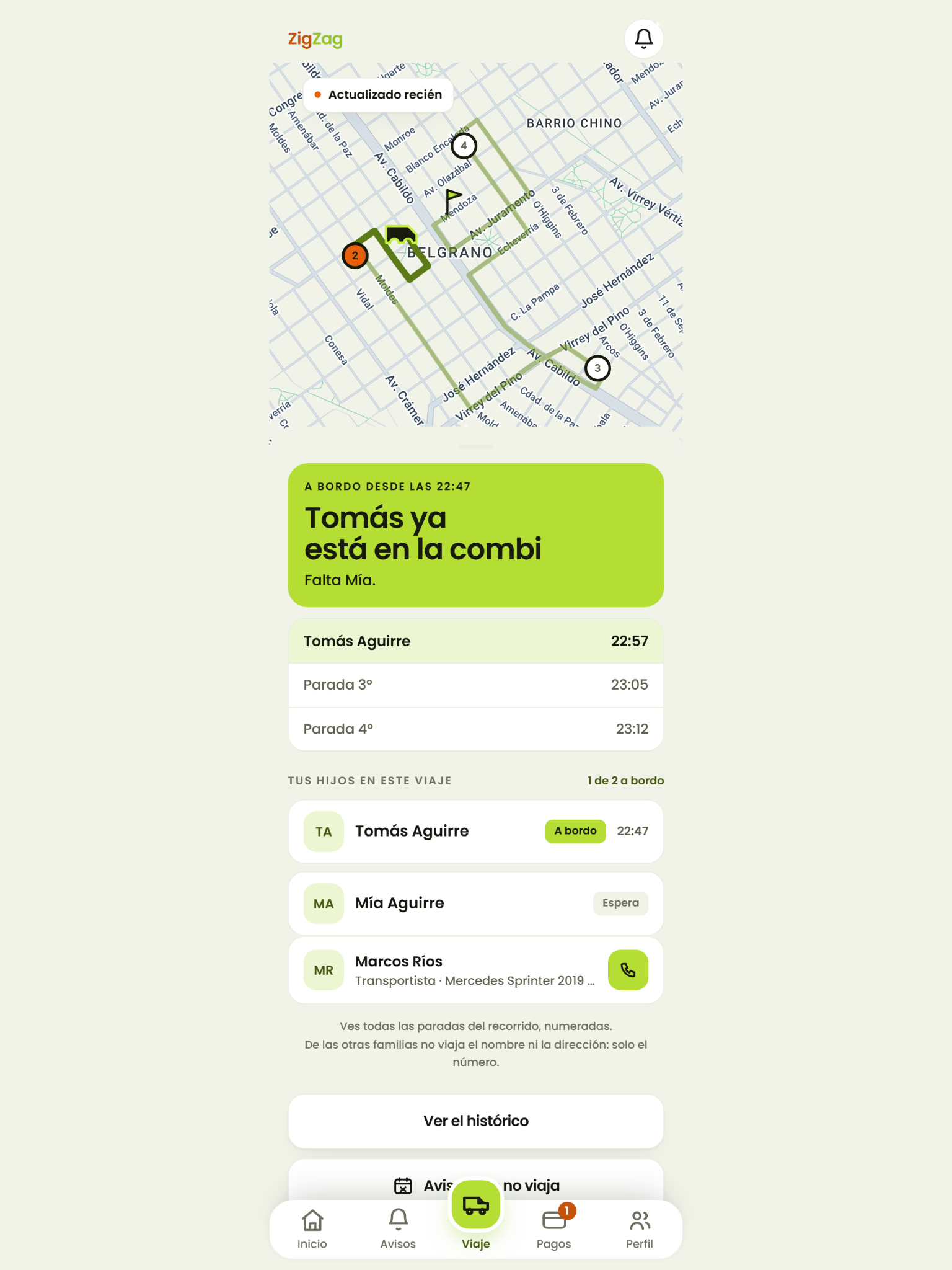 Propuesta visual de mapa de viaje de Zigzag